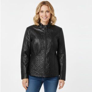 Steilmann Black Quilted Lightweight Jacket Full Zipper Mock Neck Collar